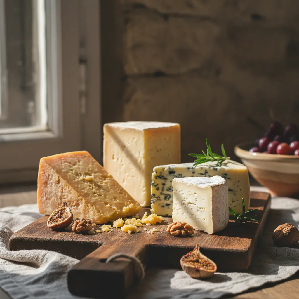 Freshly cut artisan cheese