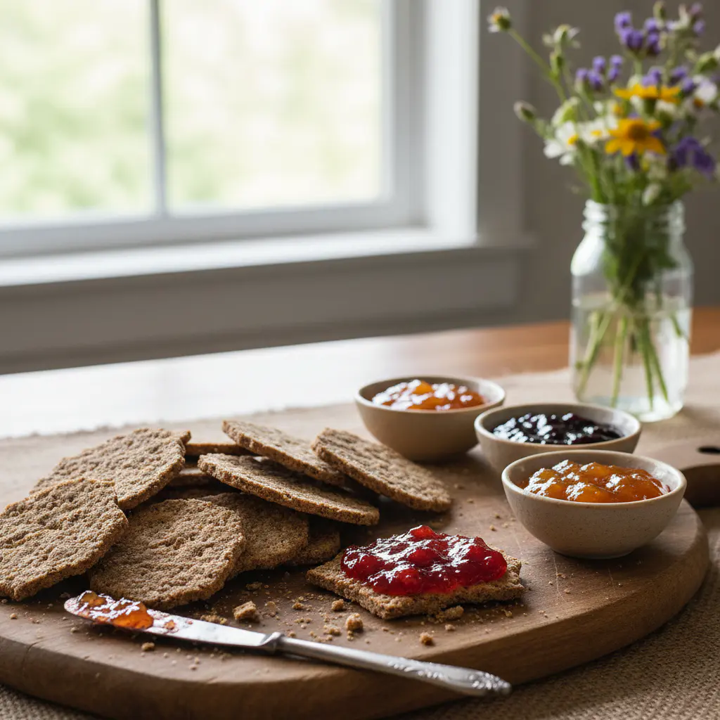 Gourmet crackers and jam